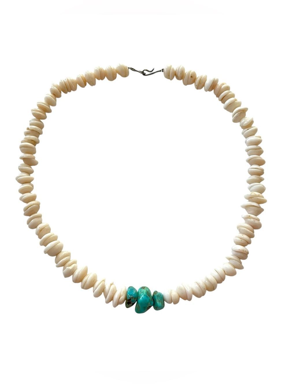 Vintage 1970’s Puka Shell Turquoise Chunk Necklace